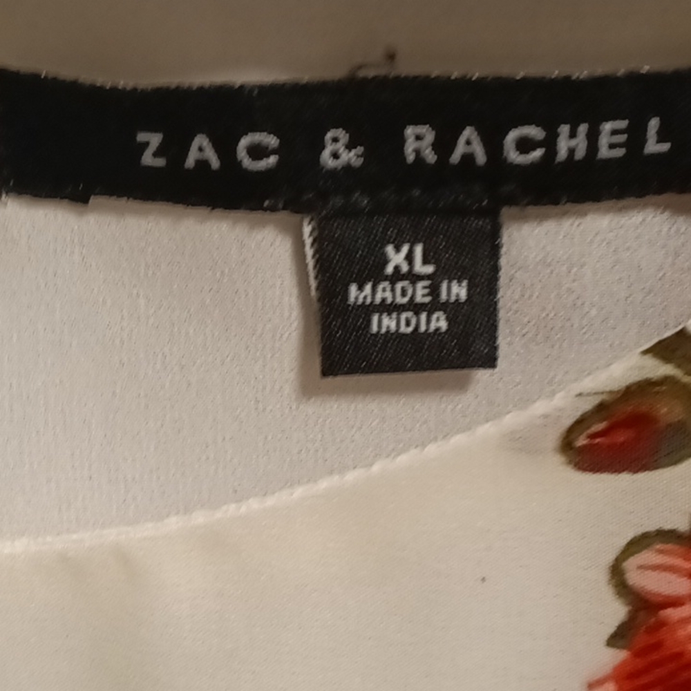 ZAC & RACHEL white multi-colored floral print blouse Size XL